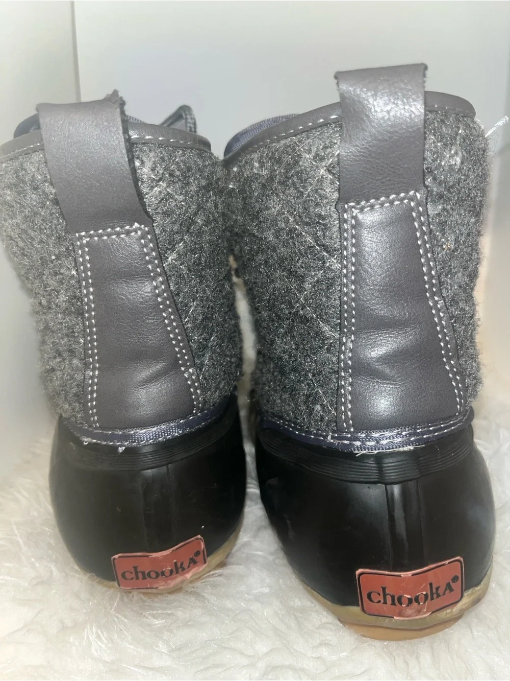 Women’s Chooka Eastlake Quilted Duck Boot Charcoal Grey Size 9 Wool 1128337B